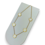 Γυναικείο κολιέ από ατσάλι με λευκά λουλούδια