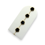 Βραχιόλι με μαύρα λουλούδια από ανοξείδωτο ατσάλι