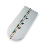 Βραχιόλι ποδιού από ανοξείδωτο ατσάλι με μάτι και τυρκουάζ χάντρες