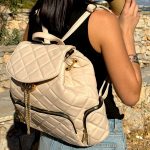 Μπεζ Backpack – Τσάντα Πλάτης με Χρυσές Λεπτομέρειες - Image 2