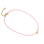 Χειροποίητο Κολιέ με Μαργαριτάρι και Ροζ Χάντρες