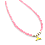 Κολιέ Ροζ Χάντρες με Ουρά Γοργόνας – Επιχρυσωμένο