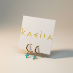 Σκουλαρίκια Κρίκοι με Τιρκουάζ Σταυρό