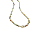 Κολιέ με χάντρες και φυσικό μαργαριτάρι γλυκού νερού,