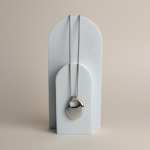 Κολιέ Ατσάλινο Ασημί Oval Mirror