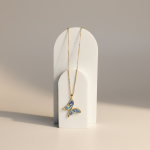Κολιέ Ατσάλινο Χρυσό με Πεταλούδα Γαλάζια – Blue Butterfly
