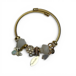 Βραχιόλι Ατσάλινο Χρυσό Cable με Εκρού & Γκρι Στοιχεία – Ivory Glow