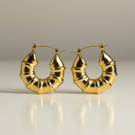 Σκουλαρίκια Ατσάλινα Χρυσά Croissant Μεσαίου Μεγέθους