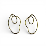 Σκουλαρίκια Ατσάλινα Χρυσά Γεωμετρικά - Image 3