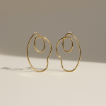 Σκουλαρίκια Ατσάλινα Χρυσά Γεωμετρικά